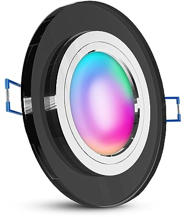SSC-LUXon LED Einbauspot schwarz dimmbar aus Glas inkl. Smart Home WLAN RGB Lampe - Deckenlampe mit Steuerung per App & Sprache