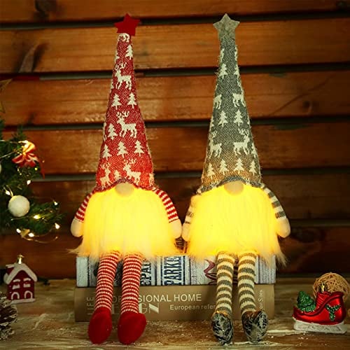 Wichtel Figuren Set, Weihnachtsdeko Wichtel, Leuchtende Wichtel Weihnachten Deko Amerikanisch, Schweden Weihnachtsbaum Dekoration Hängen Klein Mit Beleuchtet Led Für Innen Fenster Geschenke Kinder (B)