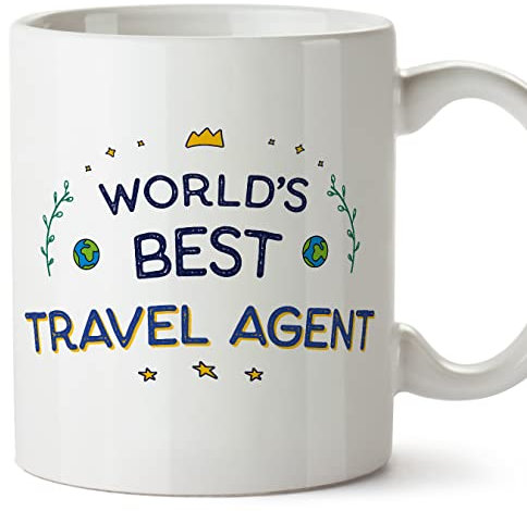 MUGFFINS Travel Agent Mug - in English - World's Best - Funny Gift for Colleagues - Ceramic 11oz Mug