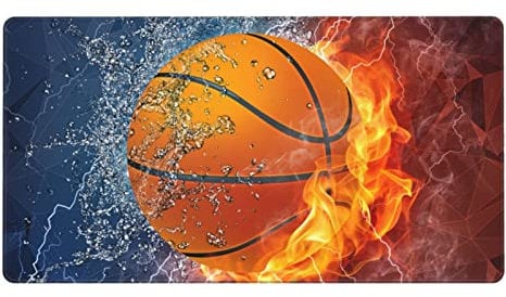 Basketball Extra Large Mouse Pad for Boys Men Desktop Gaming, 29.5 x 15.8 Cool Sports Style Extended Desk Mat with Stitched Edges and Non-Slip Base, Water Resist Desk Pad for Keyboard Laptop