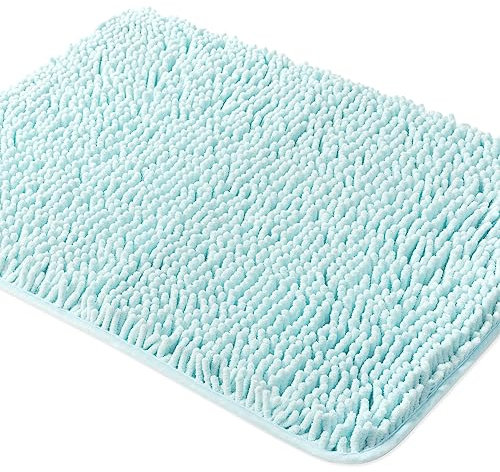 Yeaban Aqua Badezimmerteppiche – Dicke Chenille-Badematten | saugfähiger und waschbarer Badteppich, rutschfest, Plüsch und weiche Teppiche für Badezimmerboden, Dusche, Waschbecken – 66 x 111,8 cm