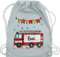Turnbeutel Rucksack - Feuerwehr - Feuerwehrauto - Geschenk - Unisize - Pastell Blau - beutel kindergarten wechselkleidung und name kinderbeutel tasche kindergartenkind junge kita stoffbeutel