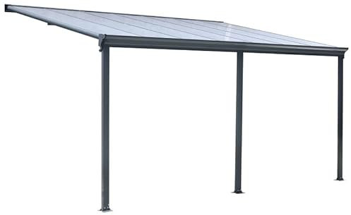 Pergola adossée aluminium 4 x 3 m 13 m² | Toit en polycarbonate ultra résistant UV et intempéries | Gouttière intégrée | Accessoires de fixation inclus | Montage facile | Marque française
