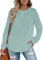 XIEERDUO Pullover Damen Rundhals Langarmshirt Locker Sweatshirt Langarm Tops Winter Casual Oberteile Mintgrün M