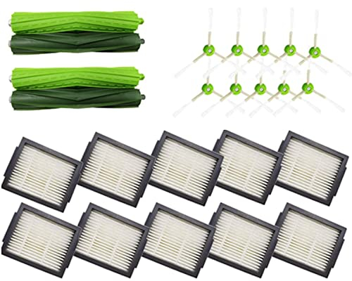 Ersatzteile Kits für iRobot Roomba i7 i7+ i3 i3+ i4 i4+ i6 i6+ i8 i8+ j7 j7+ E5 E6 Saugroboter,4 Gummibürsten,10 HEPA-Filter,10 Seitenbürsten,10 Schrauben,Roomba Replacement Parts Zubehörset