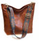 Huwzder Hobo Bags Umhängetasche aus veganem Leder, Gitarrengurt, Schultertaschen mit Reißverschluss, Handtaschen für Damen, Braun, Umhängetasche