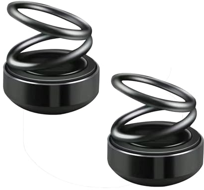 2 Stück Tragbare Kinetische Mini Aromatherapy, Automatisch Rotierende Solar-Doppelring-Aromatherapy, Mini Kinetic Aromatherapy Diffuser für Auto und Haushalt (Schwarz)