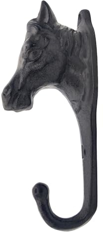 Rustikale Pferde-Kleiderhaken, Wandmontage, strapazierfähig, dekorativer schwarzer Schlüsselhalter für Schlamm, Handtücher, Hutablage, Geldbörse – Gusseisen, antiker Haken