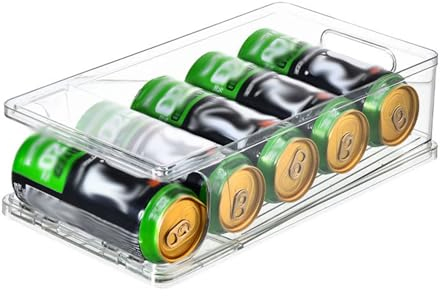 Organizador Latas Nevera Dispensador De Latas Apilable Para Refrigerador, Soporte Organizador De Bebidas Rodante Automático Para Nevera, Despensa De Bebidas, Estante Para Nevera ( Color : Clear , Size