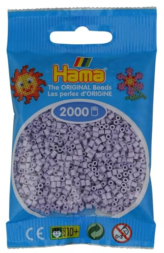 Hama Mini Perlen Beutel | ca. 2000 Sicherungsperlen | Mosaik Deko Kunst & Basteln für kreative Kinder ab 5 Jahren | Helles Lavendel