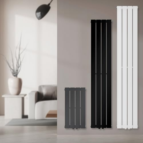 LuxeBath Paneelheizkörper Einlagig 300x600 mm Anthrazit, Design Badheizkörper Mittelanschluss Bad/Wohnraum Heizung Designheizkörper Flach Heizkörper, Flachheizkörper Vertikal Röhren, mit Montage-Set