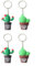 Teogneot Juego de 4 piezas de Colgante Llavero Llavero de Dibujos Animados para llaves de coche, bolso, mochila, regalo para teléfono móvil(cactus)