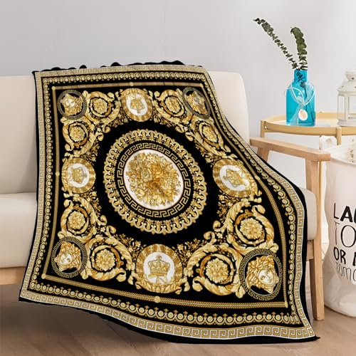 Kuscheldecke flauschig & super weich - Barockes Luxusmuster hochwertige Decke auch als Wohndecke, Tagesdecke, Sofadecke & Wohnzimmer geeignet - Überwurf Decke Sofa & Couch - 180x200 cm