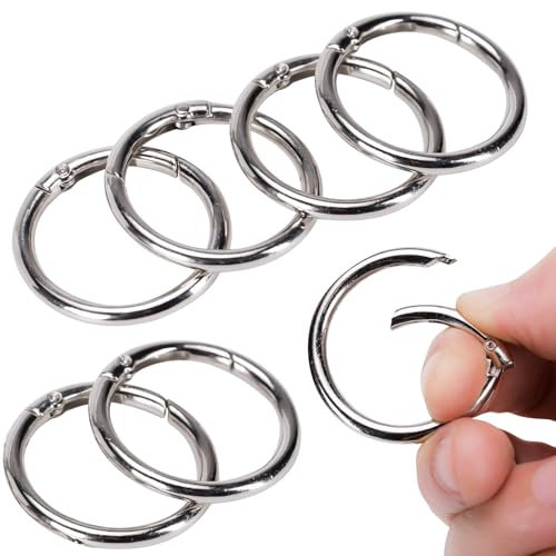 Mousqueton Rond à Ressor 40mm Ressort Anneau Boucle,Anneaux Porte Clé en Alliage de Zinc,Mousqueton Sac a Main pour Travaux Manuels,Artisanat et Accessoires de Sac (Argent) (8, Argent)