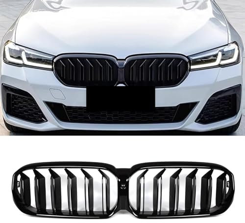 Gangying G30 Kühlergrill, G31 Nieren Schwarz passend für BMW 5er G30 G31 LCI Facelift Grill Nieren Schwarz Doppellamellen schwarz glänzende Grills 2021 2022 2023