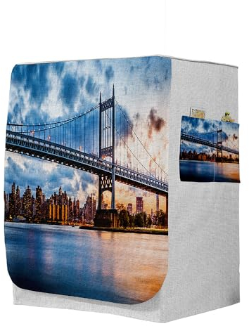 Highdi Housse de Protection pour Machine à Laver, Chargement Frontal Housse La Poussière avec Ouverture Frontale pour Linge Domestique (Capacité L 10.5~12KG,Multicolore 2)