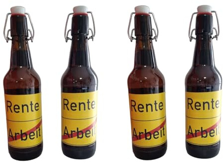 VSW: 6 selbstklebende Flaschenetiketten zur Rente. Originelles Biergeschenk zum Ruhestand/Renteneintritt