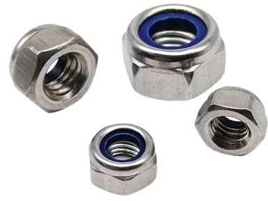 AQXYWQLP Linksgewinde M4 M5 M6 M8 M10 M12 M16 304 A2 Edelstahl Rückwärts drehen Sechskant Nyloneinsatz Selbstsichernde Mutter Nylock Kontermutter(10pcs M6)