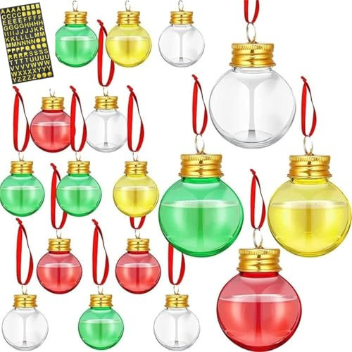 10 Stück Weihnachtskugeln, befüllbare Alkohol-Baum-Ornamente, Wasserflaschen-Form, Kunststoff, transparent, Weihnachtsanhänger, Kugel für Weihnachten, Urlaub, Hochzeit, Party, Dekoration (gemischte
