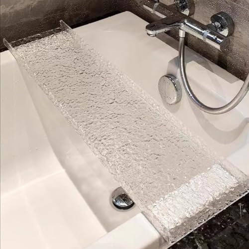 UPWONEC Plateau De Baignoire en Pierre en Pierre en Acrylique, Porte-Baignoire De Salle De Bain, Simple Rangement De Baignoire Transparente Transparente,80cm