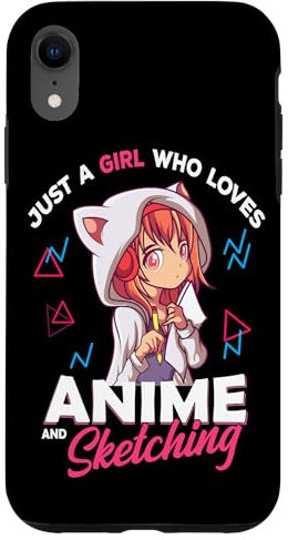 iPhone XR Just A Girl Who Loves Anime and Sketching Otaku Anime Merch Case