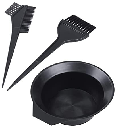 Xoeryoy Colore Coloriage Kit de teinture outil avec bol à pinceau ensemble à double face coloriage coiffure noire pour salon 3pcs