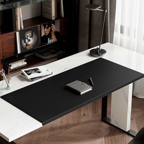 Kantenschutz, Mauspad, Schreibtischmatte, wasserdicht, kratzfest, PU-Leder, Schreibunterlage für Büro, Zuhause, Desktop-Laptop, Schreibtischunterlage (40 x 80 cm, Schwarz)
