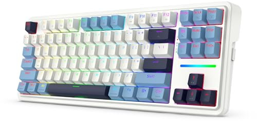 Redragon K728 PRO 80% Wireless Gasket RGB Gaming Keyboard, 3-Modes 87 Keys TKL Mechanical Keyboard w/Hot-Swap Socket, Mixed Color Keycaps & 5-Layer Noise Dampening, Custom Linear Switch