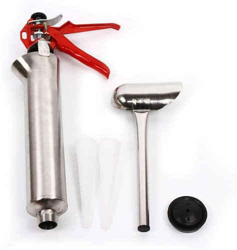 Stainless Steel Hand Caulking Gun, Cement Brick Caulk Dripless Mortar Caulking Gun, Sealant Grouting Gun with 2 Nozzles for Filing Gaps Walls, Red