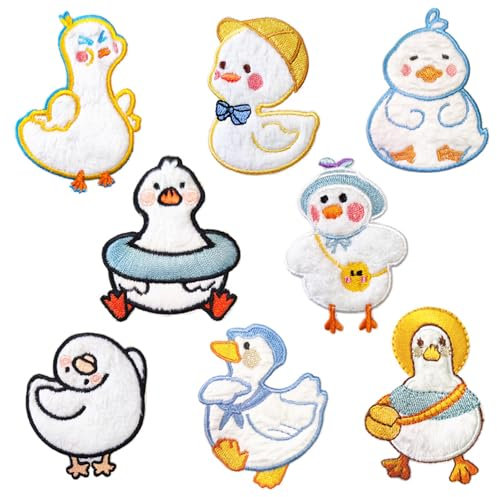 8 Stück Bügelflicken Ente Flicken Bügeln Kinder Tshirt Bügelbilder StickaufnäHer für Kinder Aufnäher Hose Zum Abdecken Von Rissen Oder Löchern