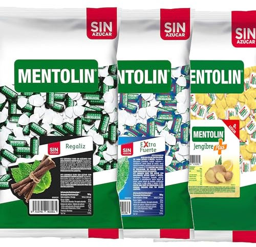 MENTOLIN PACK 3 Kg caramelos sin azúcar garganta Regaliz & Extra Fuerte & Plus Jengibre