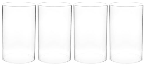 Cabilock 4 Stück Glasüberzüge für Transparente Kerzenabdeckungen aus Hochwertigem Borosilikatglas Windschutz für Tischdekorationen Esszimmer und Hochzeiten
