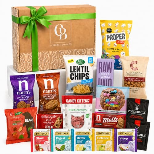 Gluten Free Hamper - 18 Coeliac & Free From Snacks, Sweet & Savoury Gift | Box with Biscuits, Sweets, Chocolate & Popcorn - Snack Hamper for Women, Coeliac Gift for Him or Her, GF Care Package