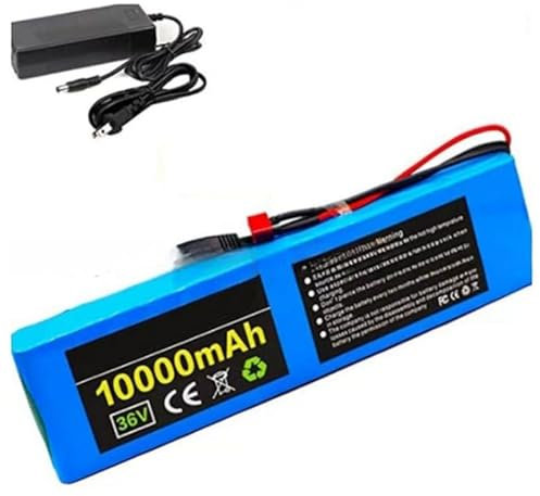 Batteria al litio Ebike 36V 10000mAh 10S3P con caricabatterie 42V 2A per bici elettriche senza pedali, adatta a motori inferiori a 500W XT60