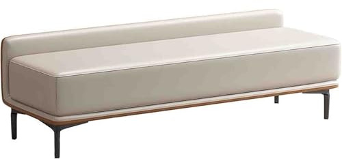 Beige gepolsterte Bettbank mit Rückseite getuftetes Loveseat-Sofa, stilvolles Ledersofa für Schlafzimmer und Wohnzimmer, Eingangsdekoration