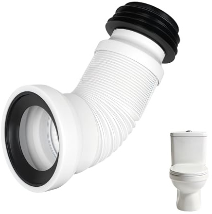 Anschlussschlauch WC Erweiterbar 250–500 Mm Flexibler WC Anschluss Abfluss | Weiß Anpassbarer WC Abfluß Für Wand Oder Rückseitigen WC Anschluss Ideal Für Renovierung Und Austausch
