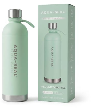 AQUA~SEAL® Isolierte Edelstahl-Sprudlerflasche 960ml | 24h eiskalt, doppelwandig, BPA-frei | für SodaStream Terra/Art/Enso/Gaia, Aarke Carbonator 2 & 3, Philips GoZero, Brita SodaOne, Smeg, Arendo