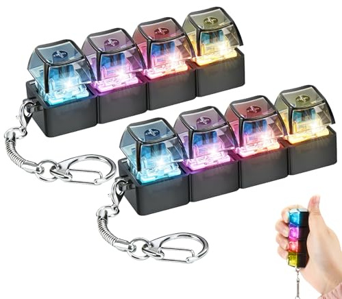 2PCS Keyboard Fidget Toy Light Up, 4 Button Clicky Keyboards Fidget Toy