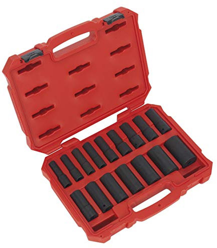 Sealey Ak5817M Impact Socket Set 16Pc 1/2In Sq Drive Deep Lock-On? 6Pt Metric