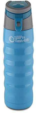 Pioneer Sport-Isolierflasche aus Hochwertigem Edelstahl 480 ml, Doppelwandige Vakuumtechnik 24 Stunden Kühl 8 Stunden Heiß 100% Auslaufsicher BPA Frei - Blau