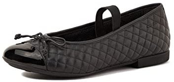 Geox Girls Jr Plie' Ballerina, Black, 4 UK Child