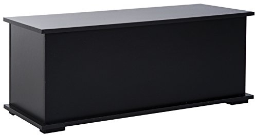 HOMCOM Truhe Aufbewahrungsbox Sitztruhe mit Stauraum Sicherheitsscharniere Holzkiste mit klappbarem Deckel für Wohnzimmer, Schlafzimmer, Spanplatte Schwarz 100 x 40 x 40cm