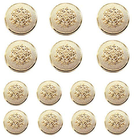 YaHoGa 14 Stück goldfarbenen Kunststoff Knöpfe 20mm 15mm Metallknöpfe für anzüge jacken mäntel uniform (MB20080)