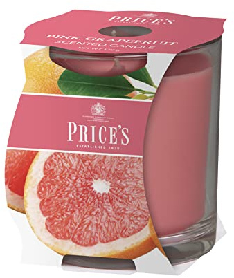 Price's Candles Pink Grapefruit Jar Candle | Pink grapefruit fragrance, long-burning wax, decorative glass vessel, relaxing ambience, elegant home décor