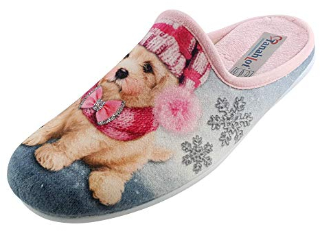 SCHUHKÖNIG Hausschuh Pantoffel Hund mit Pudelmütze rosa 5553256 (38 EU)