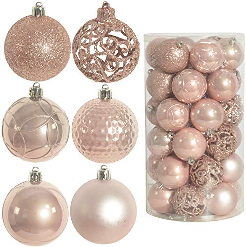 CHICCIE Weihnachtskugeln Set Rosa 6cm 37 Set Kunststoff