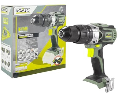 KOMBO PRO - Trapano Avvitatore a Percussione 20V – Mandrino in Acciaio 13 mm, 2 Velocità Meccaniche, Autoserrante, 50Nm – Motore Bipolare in Rame, Gancio in Acciaio, LED Integrato