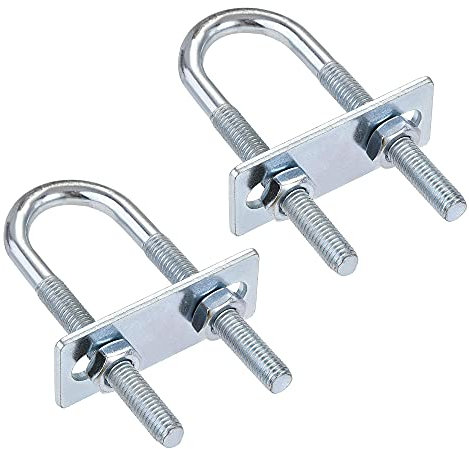 sourcing map Round U-Bolts 2 Sets 0.98(25mm) Inner Width 90mm Length Steel M8 with Nut, Plate