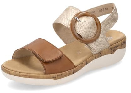 Remonte Women's R6853 Sandal, noccia/lehm-Metallic / 90, 4 UK
