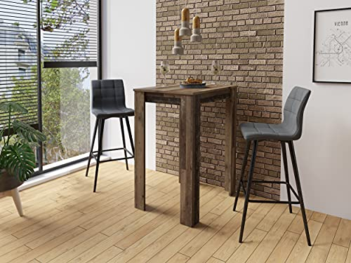 byLIVING Bartisch NELE/Old Wood-Optik dunkel-braun/hoher Esstisch/Stehtisch im Industrial-Look/Thekentisch/Küchentisch / 80 x 60, H 104 cm